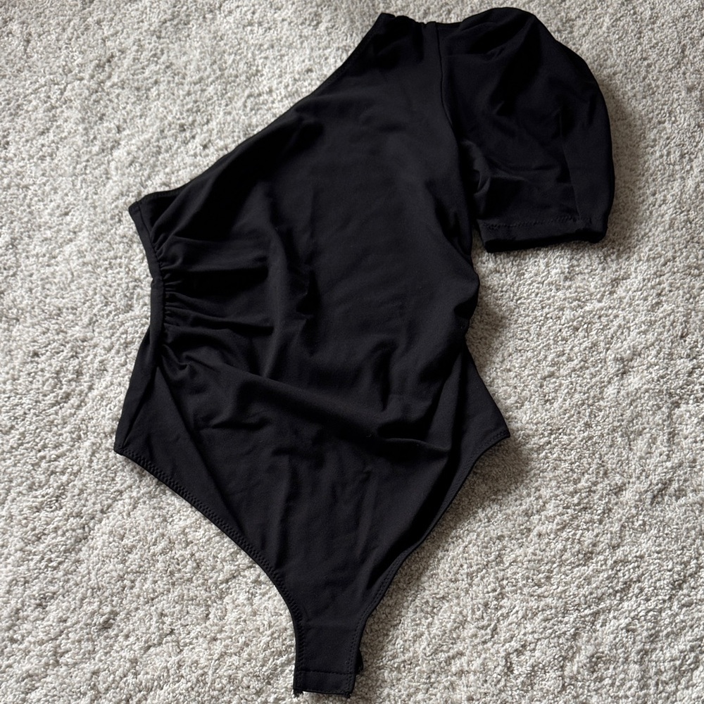 Free People Black One Shoulder Bodysuit